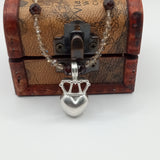 Silver heart and crown necklace Italian design