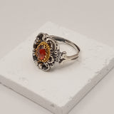 Bavarian Vintage Antique Finish Two-Tone Gold Sterling Silver Ring,