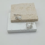Old money unique style plug  earrings with  natural pearl and  sterling silver