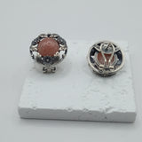 Silver Rhodochrosite stone  Earrings - Vintage Danish Style
