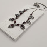 Bohemian style vtg inspired silver red garnet necklace
