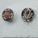 Silver Rhodochrosite stone  Earrings - Vintage Danish Style