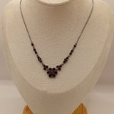 British vtg style Garnet flower necklace