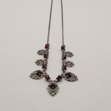 Bohemian style vtg inspired silver red garnet necklace