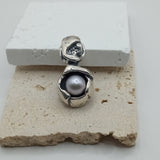 Antique Pe design inspired platinum gray natural pearl silver pendant
