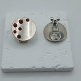 Curved geometric ear hook sterling silver and garnet earrings