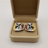 Cowboy chase cactus design silver earrings