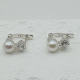 Old money unique style plug  earrings with  natural pearl and  sterling silver