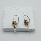 Victorian Bohemian Style water pearl baroque and Garnet earrings