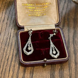 Art deco era triangular design silver earrings