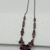 British vtg style Garnet flower necklace