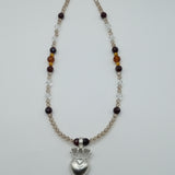 Silver heart and crown necklace Italian design