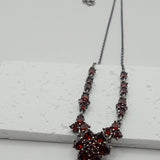 British vtg style Garnet flower necklace
