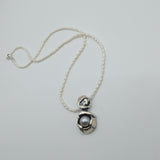 Antique Pe design inspired platinum gray natural pearl silver pendant