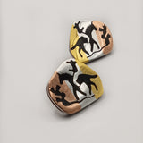 Cowboy chase cactus design silver earrings