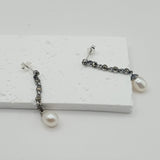 Antique unique design silver and pearl drop earrings