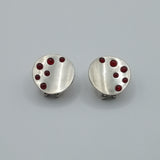 Curved geometric ear hook sterling silver and garnet earrings