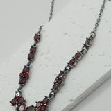 British vtg style Garnet flower necklace
