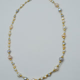 Fairy bead natural baroque multi color pearl sterling silver necklace