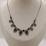 Bohemian style vtg inspired silver red garnet necklace