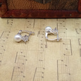 Old money unique style plug  earrings with  natural pearl and  sterling silver