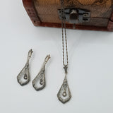 Art deco era triangular design jewelry set