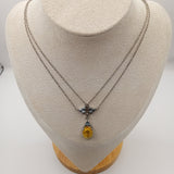 British double layered chain pendant necklace