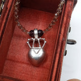 Silver heart and crown necklace Italian design