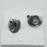 Far west oxidize Silver Earrings Cowboy Hat design
