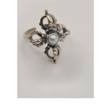Crown vintage design natural pearl silver ring