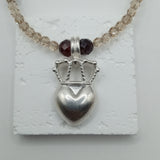 Silver heart and crown necklace Italian design