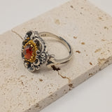 Bavarian Vintage Antique Finish Two-Tone Gold Sterling Silver Ring,