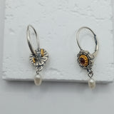 Victorian Bohemian Style water pearl baroque and Garnet earrings