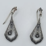 Art deco era triangular design silver earrings