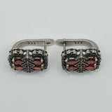 Vintage Italian design geometric Design silver and Garnet earrings