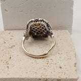 Bavarian Vintage Antique Finish Two-Tone Gold Sterling Silver Ring,