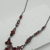 British vtg style Garnet flower necklace