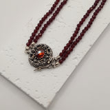 Victorian antique bohemian-style silver and garnet collar necklace