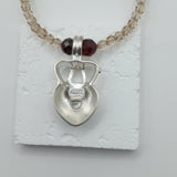 Silver heart and crown necklace Italian design