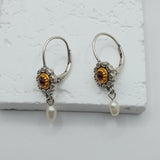 Victorian Bohemian Style water pearl baroque and Garnet earrings