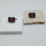 Vintage Italian design geometric Design silver and Garnet earrings