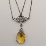 British double layered chain pendant necklace
