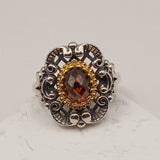 Bavarian Vintage Antique Finish Two-Tone Gold Sterling Silver Ring,