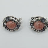 Silver Rhodochrosite stone  Earrings - Vintage Danish Style