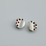 Curved geometric ear hook sterling silver and garnet earrings