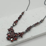 British vtg style Garnet flower necklace