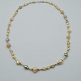 Fairy bead natural baroque multi color pearl sterling silver necklace