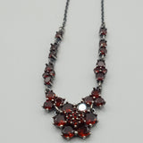British vtg style Garnet flower necklace