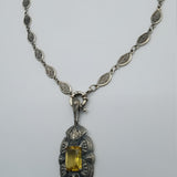 Art deco design silver long chain