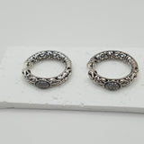 Antique Italian VTG design style silver Creole earrings
